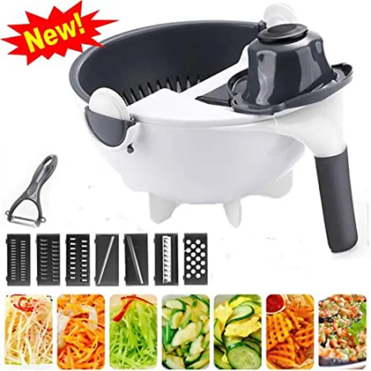 Buy New 9 In 1 Multifunction Magic Rotate Vegetable Cutter - Effortless Vegetable Preparation - Kitchen Essential Online at Best Price In Bangladesh