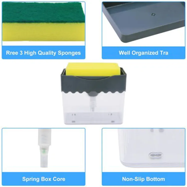 Buy Soap Dispenser & Sponge Holder 2 in 1 Dish Soap Dispenser for Kitchen Counter Sink Caddy Pump Sponge Rust Proof Sponge Holder Instant Refill Durable Liquid Soap for Kitchen Online at Best Price In Bangladesh
