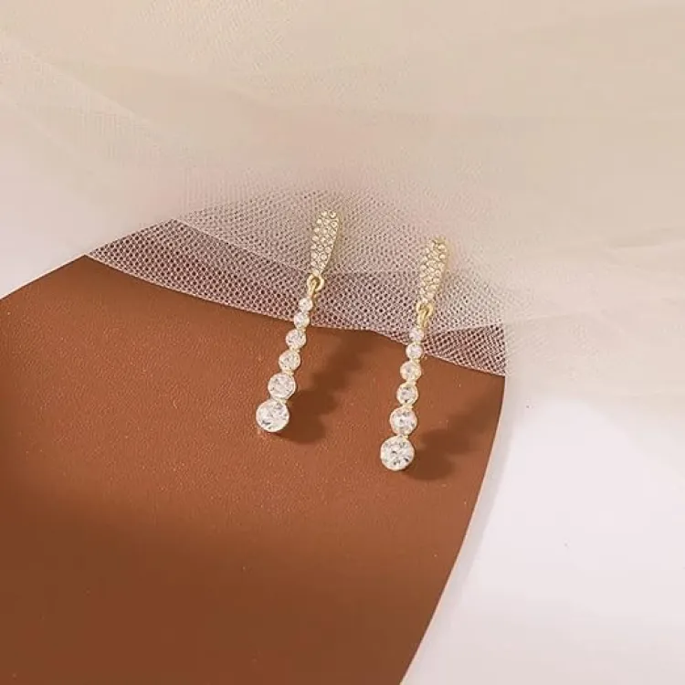 Buy "Korean Gold-Plated Water Drop Long Korean Earrings Party & Wedding Wear For Women & Girls Earring Set"  Online at Best Price In Bangladesh