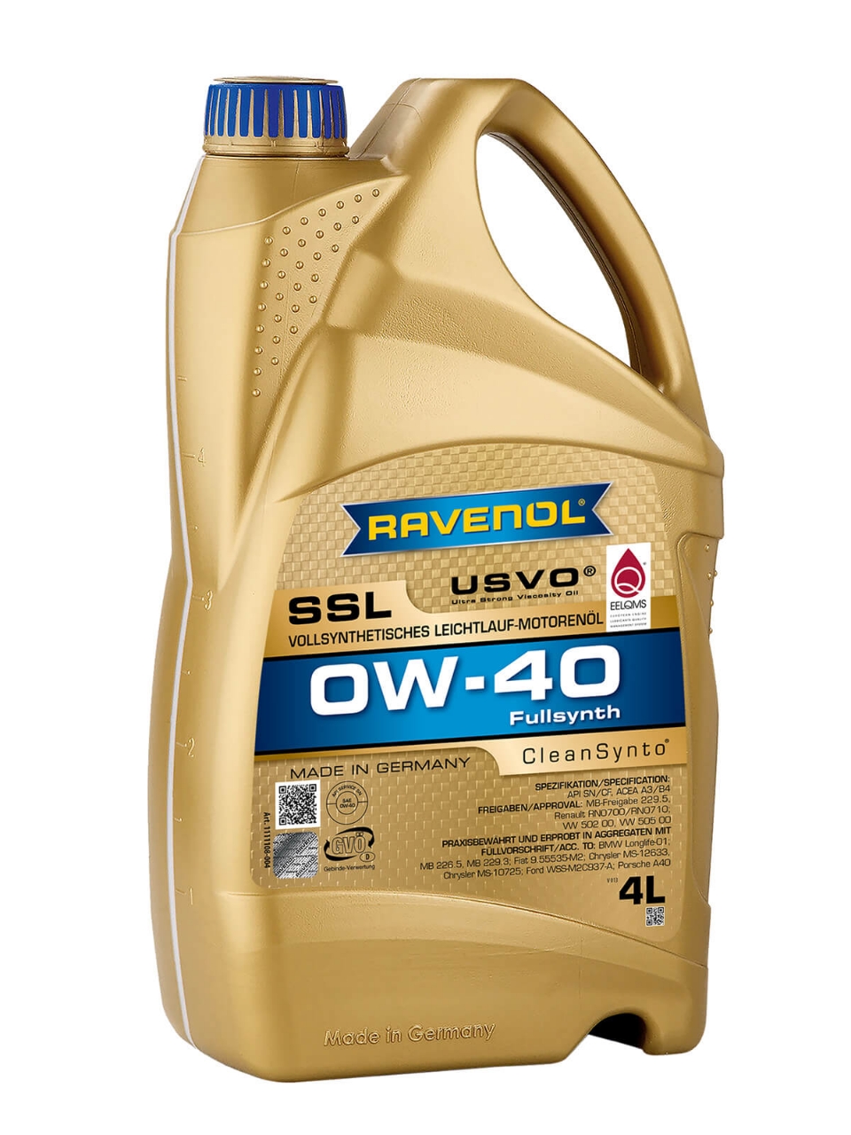 Picture of RAVENOL FULL SYNTHETIK OIL SSL SAE 0W-40-4L
