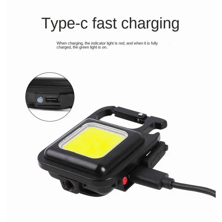 Buy   "Mini LED Flash-light Work Light Portable Pocket Flas-hlight Keychains USB Rechargeable Small Light Corkscrew Waterproof Camping Lantern Magnet Design Fishing Emergency Lamp 3 Mode  Online in Bangladesh