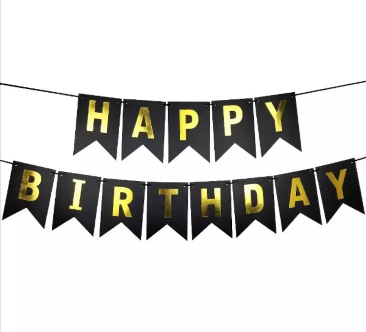 Picture of আসল চায়না গ্লিটার হ্যাপি বার্থডে বিটিং ব্যানার সাথে ঝকঝকে গোল্ড লেটারস (যে কোনও রঙ বেছে নেয়)