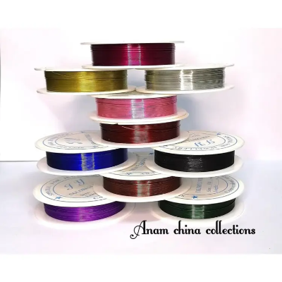 Picture of 10 বিভিন্ন রঙের রোলস 0.4mm স্টিল তারের বিডিং কর্ড স্ট্রিং গহনা diy ফাইন্ডিং