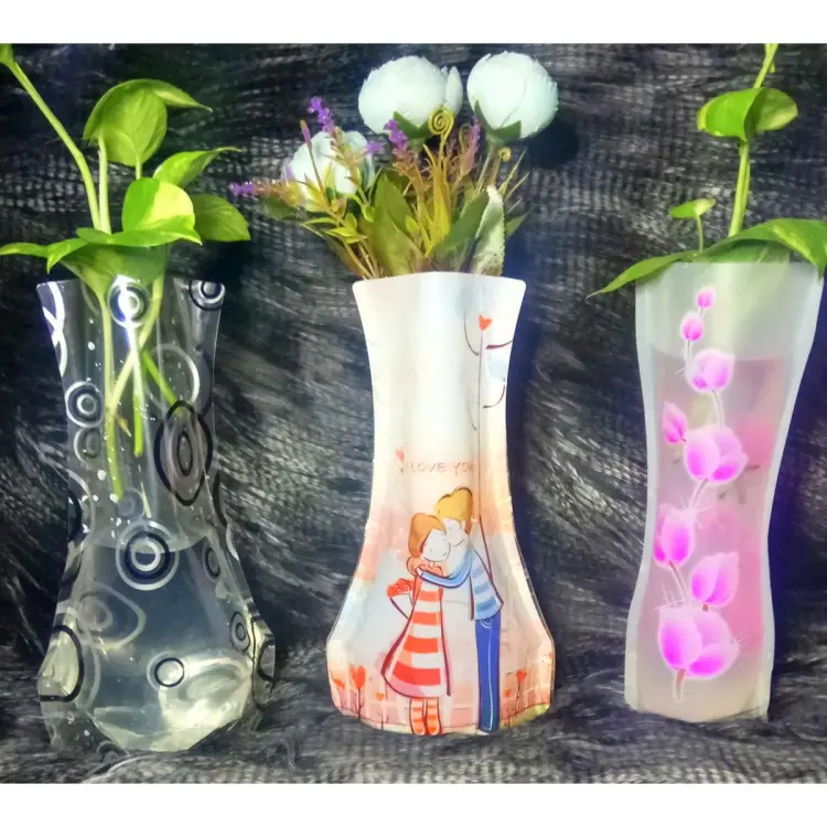 Picture of 1 পিস ভাঁজযোগ্য প্লাস্টিকের অবিচ্ছিন্ন স্বচ্ছ ফুলের ফুলদানি হোম সজ্জা গ্যাজেট - wall decoration