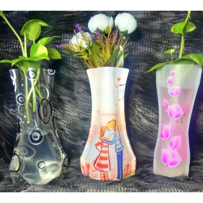 Picture of 1 পিস ভাঁজযোগ্য প্লাস্টিকের অবিচ্ছিন্ন স্বচ্ছ ফুলের ফুলদানি হোম সজ্জা গ্যাজেট - wall decoration