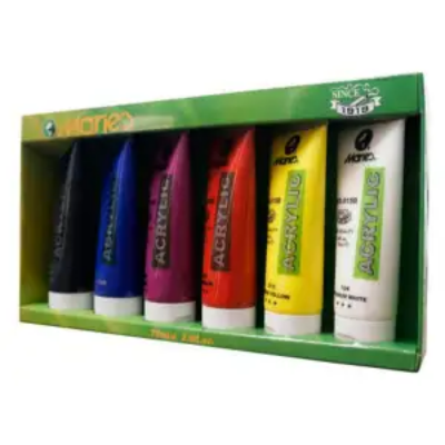 Picture of ম্যারি 'স অ্যাক্রিলিক রঙের সেট, 75ml টিউব, 6 টি বিভিন্ন ধরণের রঙ/বাক্স