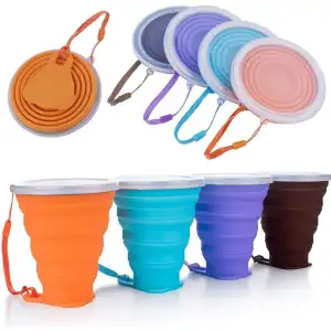 Picture of 1ps ফোল্ডিং কাপ 270ml bpa ফ্রি ফুড গ্রেড ওয়াটার কাপ ট্র্যাভেল সিলিকন রিট্র্যাকটেবল কালার পোর্টেবল আউটডোর কফি হ্যান্ড কাপ