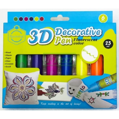 Picture of Keepsmiling 3d ডেকোরেটিভ পেন ফ্লুরোসেন্ট রঙ (6 25ml এর প্যাক)