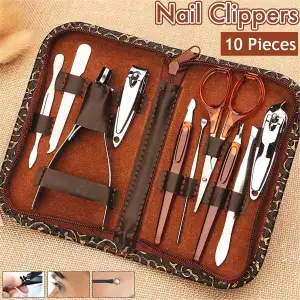 Buy 10pcs Nail Manicure Tools Set with PU Leather Case Stainless Nail Manicure Tools at Best Price In Bangladesh