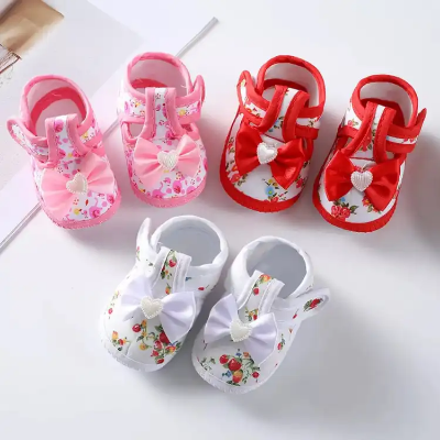 Buy Newborn Baby Flower Print Shoes Summer Baby Girl Cute Bow Floral Print Breathable Princess Shoes Soft Sole Flat Anti-Slip Sandals (0-12 Month) at Best Price In Bangladesh