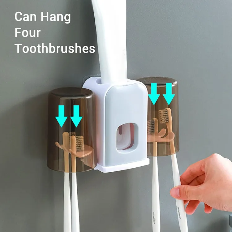 Buy 2 Mouthwash Cup Set/Toothbrush Holder Wall Mounted Toothpaste Dispenser Automatic Holder at Best Price In Bangladesh