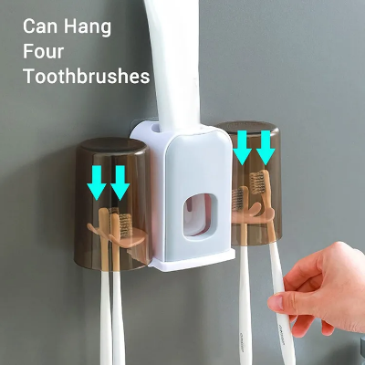 Buy 2 Mouthwash Cup Set/Toothbrush Holder Wall Mounted Toothpaste Dispenser Automatic Holder at Best Price In Bangladesh