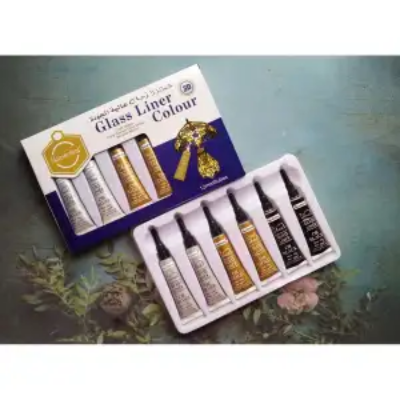 Picture of Keepsmiling গ্লাস লাইনার রঙ 6 টিউব x 12ml (কালো, রূপালী, সোনালী)