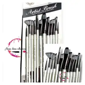 Picture of Keepsmiling 12 পিস সিন্থেটিক চুল জল রঙের এক্রাইলিক তেল ব্রাশ (6160m)