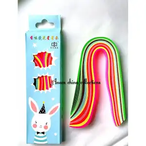 Picture of 1 বাক্স ছোট কুইলিং পেপার স্ট্রিপস 5mm প্রস্থ, 9.5 ইঞ্চি লম্বা, 10 টি রঙ, প্রতিটি রঙের 15 টি ট্রিপ