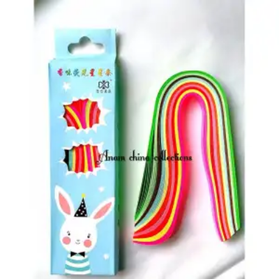 Picture of 1 বাক্স ছোট কুইলিং পেপার স্ট্রিপস 5mm প্রস্থ, 9.5 ইঞ্চি লম্বা, 10 টি রঙ, প্রতিটি রঙের 15 টি ট্রিপ