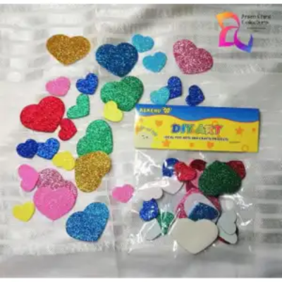 Picture of স্ব আঠালো হার্ট স্টিকার, ফোম গ্লিটার রঙিন হার্ট আকৃতির ওয়াল স্টিকার. 1 প্যাকেট