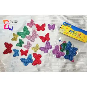Picture of স্ব আঠালো বাটার ফ্লাই স্টিকার, ফোম গ্লিটার রঙিন বাটার ফ্লাই আকৃতির ওয়াল স্টিকার 1 প্যাকেট