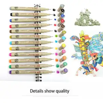 Picture of 12 টি রঙ 0.5mm মাইক্রো-পেন ফাইনলাইনার পেন সেট কালি কলম