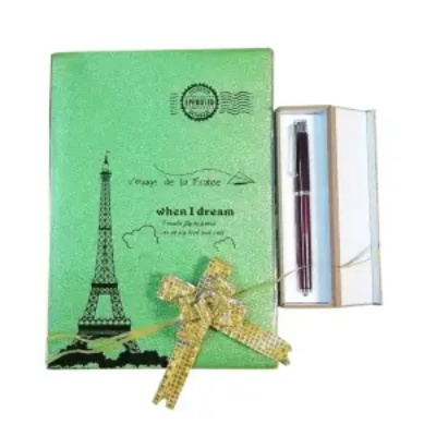 Picture of চায়না বড় স্পেশাল গিফট বক্স 1 গ্লিটার নোটপ্যাড, 1 কলম, 1 কলমের বাক্স, 1 টি ফিতা ফুল