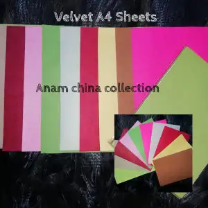 Picture of ক্রাফট a4, সাইজ ভেলভেট পেপার 10 শীট, 10 টি ভিন্ন রঙ (কোনও আঠালো নেই)