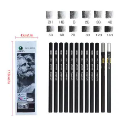 Picture of 12ps maries স্কেচ পেন্সিল চারকোল পেন্সিল আর্ট শিক্ষার্থীদের সম্পূর্ণ সেট বিশেষ