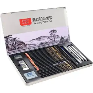 Picture of শিল্পীদের জন্য yoni স্কেচ পেন্সিল সেট, শিক্ষানবিস, ধাতব কেস গ্রাফাইট চারকোল অঙ্কন সরবরাহ সহ শিক্ষার্থীদের