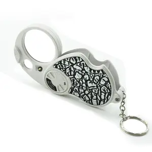 Picture of Double Lens LED Magnifying Glass Folding Keychain Handheld Illuminated Magnifies Pocket Size Lens Size (8x37mm, 20x12mm)