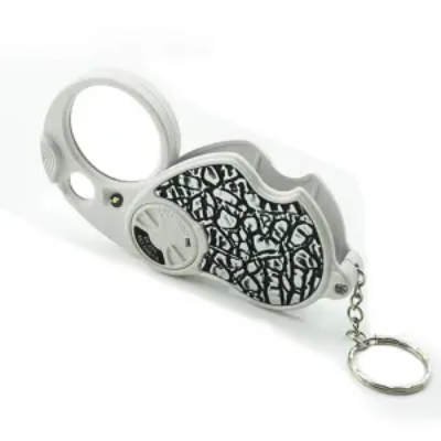 Picture of Double Lens LED Magnifying Glass Folding Keychain Handheld Illuminated Magnifies Pocket Size Lens Size (8x37mm, 20x12mm)