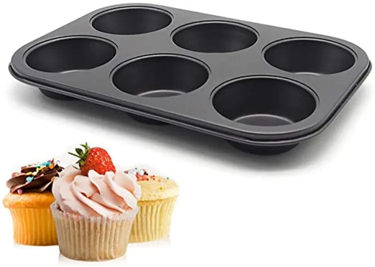 Buy 6 Round Non Stick Muffin and Mini Cupcake Mold - Black at Best Price In Bangladesh