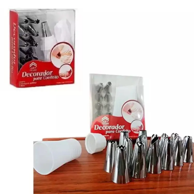 Buy 12 Piece Cake Decorating Set Frosting Icing Piping Bag Tips with Steel Nozzles. Reusable & Washable at Best Price In Bangladesh