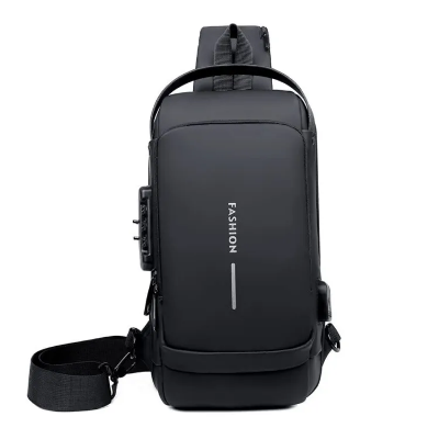 Buy USB Charging Men Multifunction PU Chest Bag Sport Sling Bag Male Anti-theft Chest Bag with Password Lock with Adjustable Shoulder at Best Price In Bangladesh