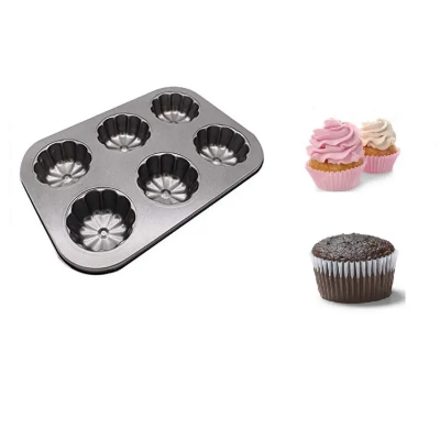 Buy 6 Round Non Stick Muffin And Mini Cupcake Mold - Black - Cake Decoration Tools at Best Price In Bangladesh