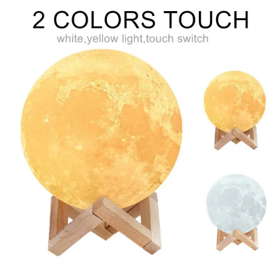 Buy Rechargeable 3D Print Moon Lamp 2 Color Change Touch Switch Bedroom Bookshelf Night Light Home Decor Creative Gift at Best Price In Bangladesh