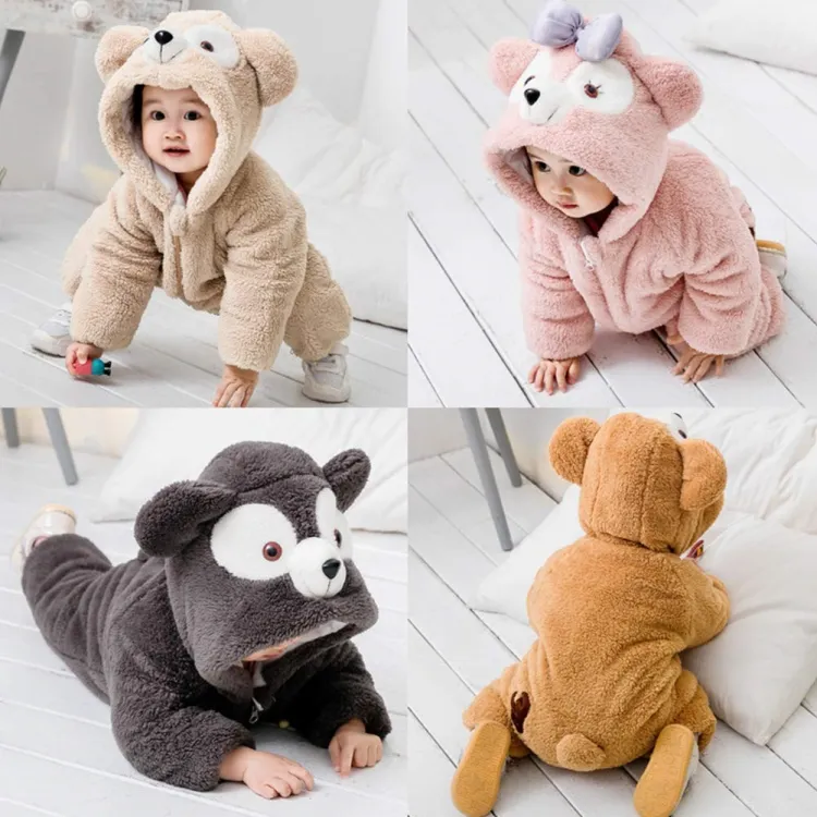 Buy Baby Winter Fleece Jumpsuit With Hood Girls Boys Snowsuits Warm Rompers Outfits-Long-30,Body-28inci -1Pcs at Best Price In Bangladesh
