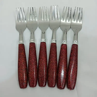 Buy 6 pcs colorful handle stainless steel Fork spoon set 15 cm long at Best Price In Bangladesh