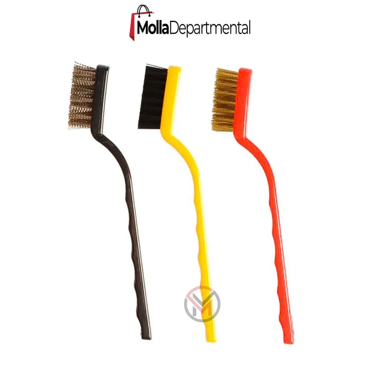 Buy 3 PCs Mini Wire Brush Set Brass Nylon Stainless Steel Bristles Household Cleaning Brush for Stove Burner Tiles Tap etc at Best Price In Bangladesh