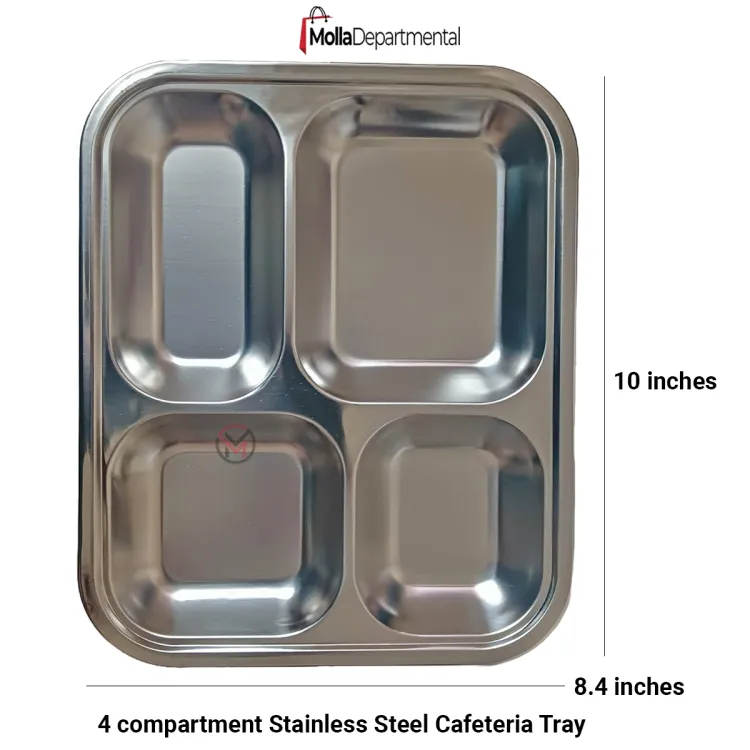 Buy MollaDepartmental 1 PCS 4 compartment Stainless Steel Cafeteria Tray at Best Price In Bangladesh
