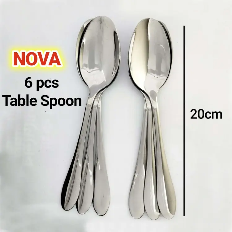Buy Nova new Stainless Steel Table spoon, (Set of 6), Silver 20cm at Best Price In Bangladesh
