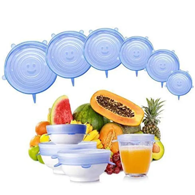 Buy Silicon Lids for containers Microwave Safe Silicone Stretch Lids reuseable, kitchen accessories items, Flexible Covers for Rectangle, Round, Square Bowls (SET OF 6) at Best Price In Bangladesh