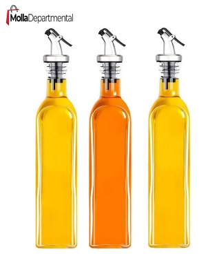 Buy 500ml  Glass Oil Dispenser Bottle for Kitchen  Stainless Steel Leak-Proof Cork  Transparent Oil Pourer and Holder at Best Price In Bangladesh