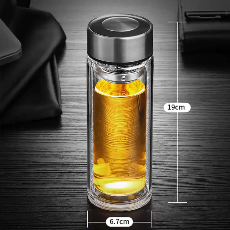 Buy Double Layer Glass High Temperature Resistant Tea Bottle 360ml at Best Price In Bangladesh