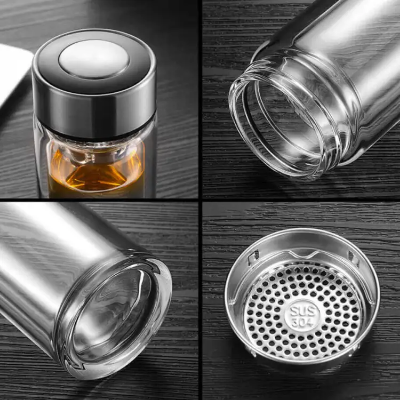 Buy Double Layer Glass High Temperature Resistant Tea Bottle 360ml at Best Price In Bangladesh