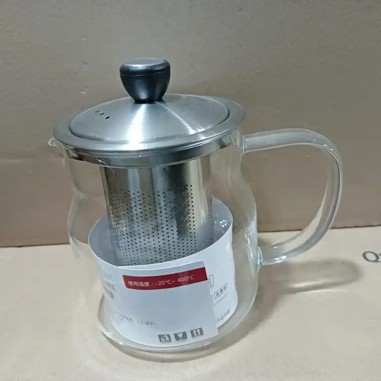 Buy Heatproof Hand Blown Glass Teapot with Stainless Steel Lid and Tea Strainer, High Quality Water Glass Carafe, Clear Body 610ml capacity at Best Price In Bangladesh