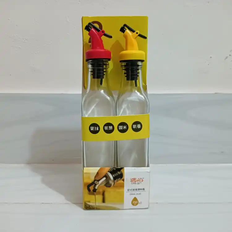 Buy MollaDepartmental (2 pcs set) 250ml Glass Oil Bottle with Multiple color Dispenser, Modern Olive Oil Dispenser, Wide Opening for Easy Refill and Cleaning, Clear Glass Oil Bottle, Pouring Spouts (250 ml, Pack of 2) at Best Price In Bangladesh