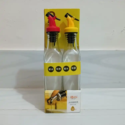 Buy MollaDepartmental (2 pcs set) 250ml Glass Oil Bottle with Multiple color Dispenser, Modern Olive Oil Dispenser, Wide Opening for Easy Refill and Cleaning, Clear Glass Oil Bottle, Pouring Spouts (250 ml, Pack of 2) at Best Price In Bangladesh