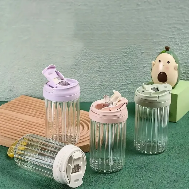 Buy 1pc, Glass Water Bottle With Straw, 500ml/17oz Transparent Water Cups, Portable Drinking Cups, Travel Drinkware, Birthday Gifts at Best Price In Bangladesh