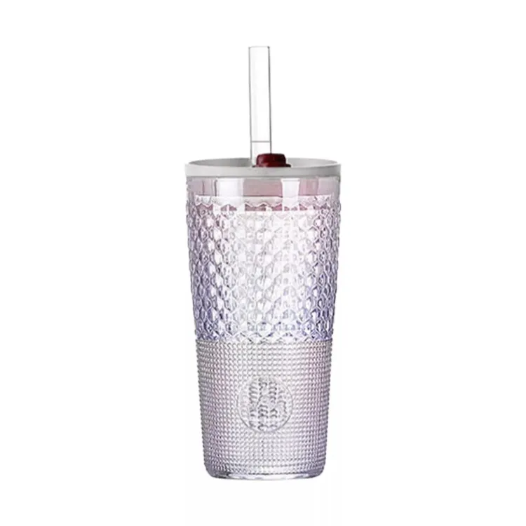 Buy Glass Tumbler With Lid and glass strow 22oz Clear Iced Coffee Cup W/Vintage Versatile Glass at Best Price In Bangladesh