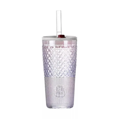 Buy Glass Tumbler With Lid and glass strow 22oz Clear Iced Coffee Cup W/Vintage Versatile Glass at Best Price In Bangladesh