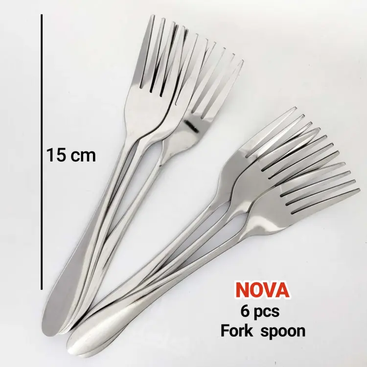 Buy Nova Brand New Stainless Steel Fork Spoon (Set Of 6) 15Cm, Silver - Chopsticks at Best Price In Bangladesh